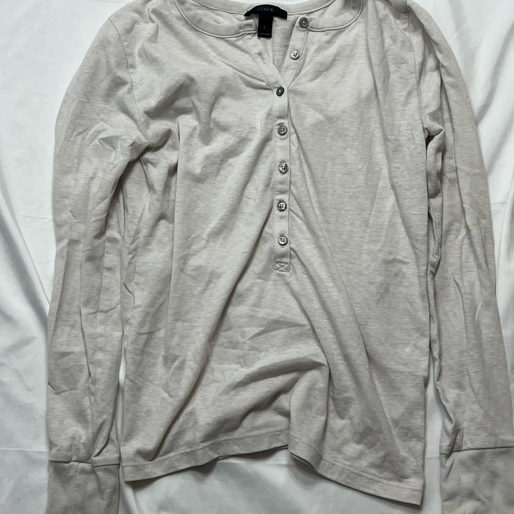J. Crew Light Gray Button-Front Henley